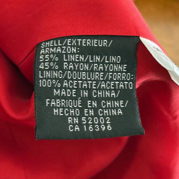 Liz Claiborne Classics Red Linen‑Blend Short‑Sleeve Blazer, Women’s Size 12 - Picture 7 of 7